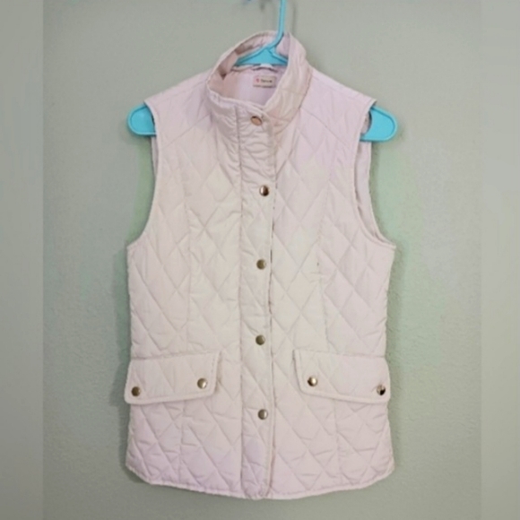 Cremieux quilted white snap button-down vest with  pockets and stench back waist - Picture 1 of 5